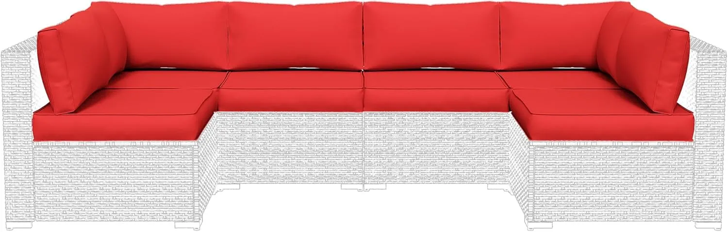Amopatio 14-Piece Outdoor Sofa Cushions for 6-Seat Patio Sectional, Waterproof Quick-Dry Outdoor Replacement Cushions, Non-Slip Bottom Sunproof Couch Cushion Eco Fabric (Oeko-TEX Certified), Red