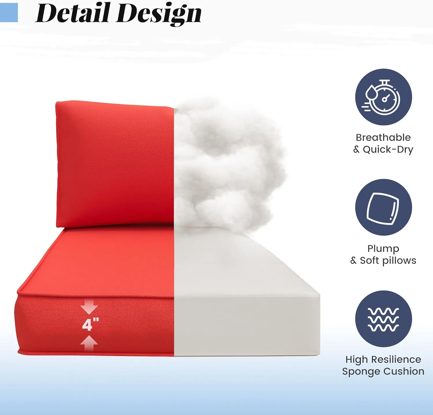 Amopatio 14-Piece Outdoor Sofa Cushions for 6-Seat Patio Sectional, Waterproof Quick-Dry Outdoor Replacement Cushions, Non-Slip Bottom Sunproof Couch Cushion Eco Fabric (Oeko-TEX Certified), Red