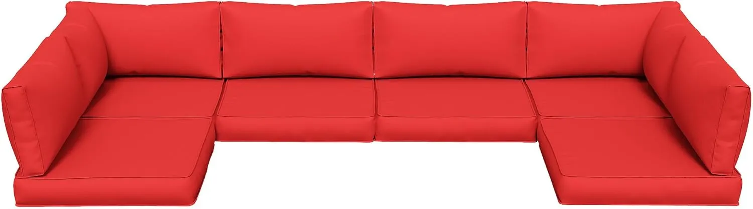 Amopatio 14-Piece Outdoor Sofa Cushions for 6-Seat Patio Sectional, Waterproof Quick-Dry Outdoor Replacement Cushions, Non-Slip Bottom Sunproof Couch Cushion Eco Fabric (Oeko-TEX Certified), Red