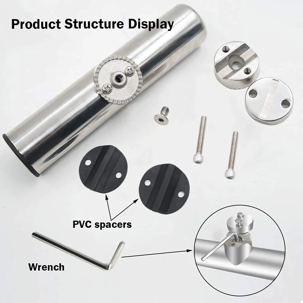 AMYSPORTS Rail Mount Rod Clamp Holders Boat Clamp Holders Rod Stainless Steel Fishing Rods Holder Adjustable Marine Side Mounted Support for Kayak Boats Fishing