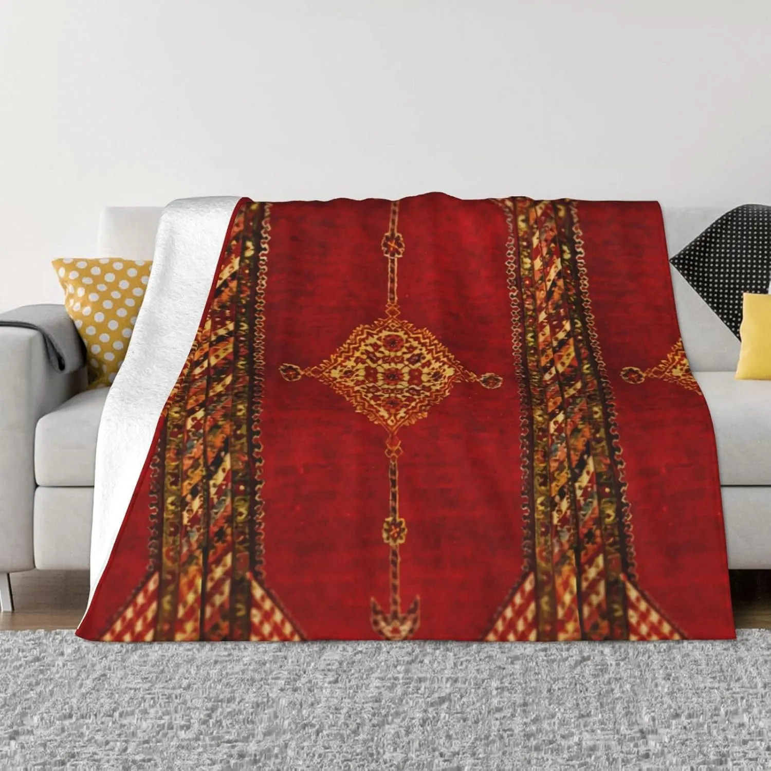 Antique Persian 60"X50" Flannel Blanket - 100% Soft Polyester, Lightweight and Warm, Suitable for Families, Camping, Travel