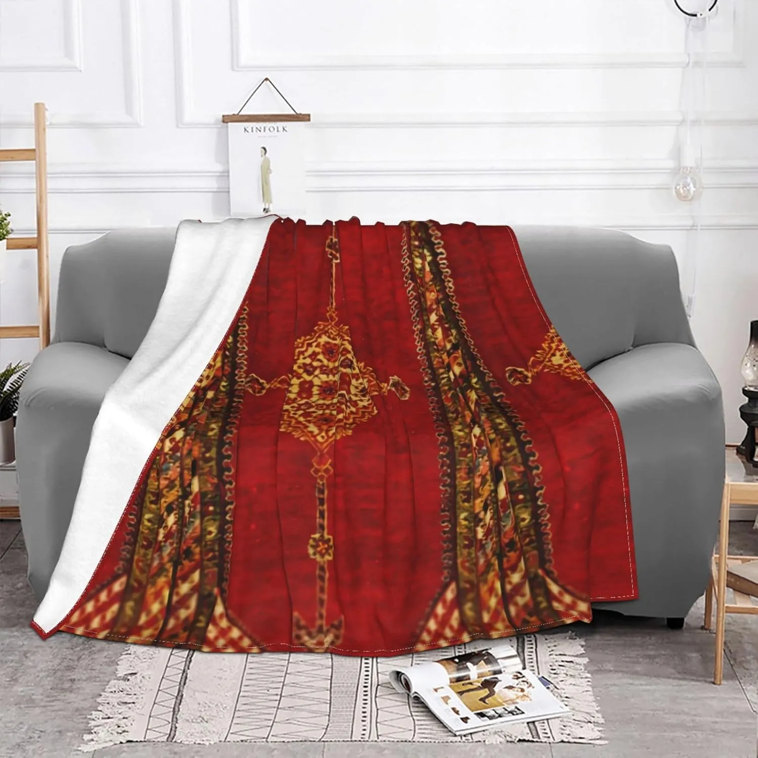 Antique Persian 60"X50" Flannel Blanket - 100% Soft Polyester, Lightweight and Warm, Suitable for Families, Camping, Travel