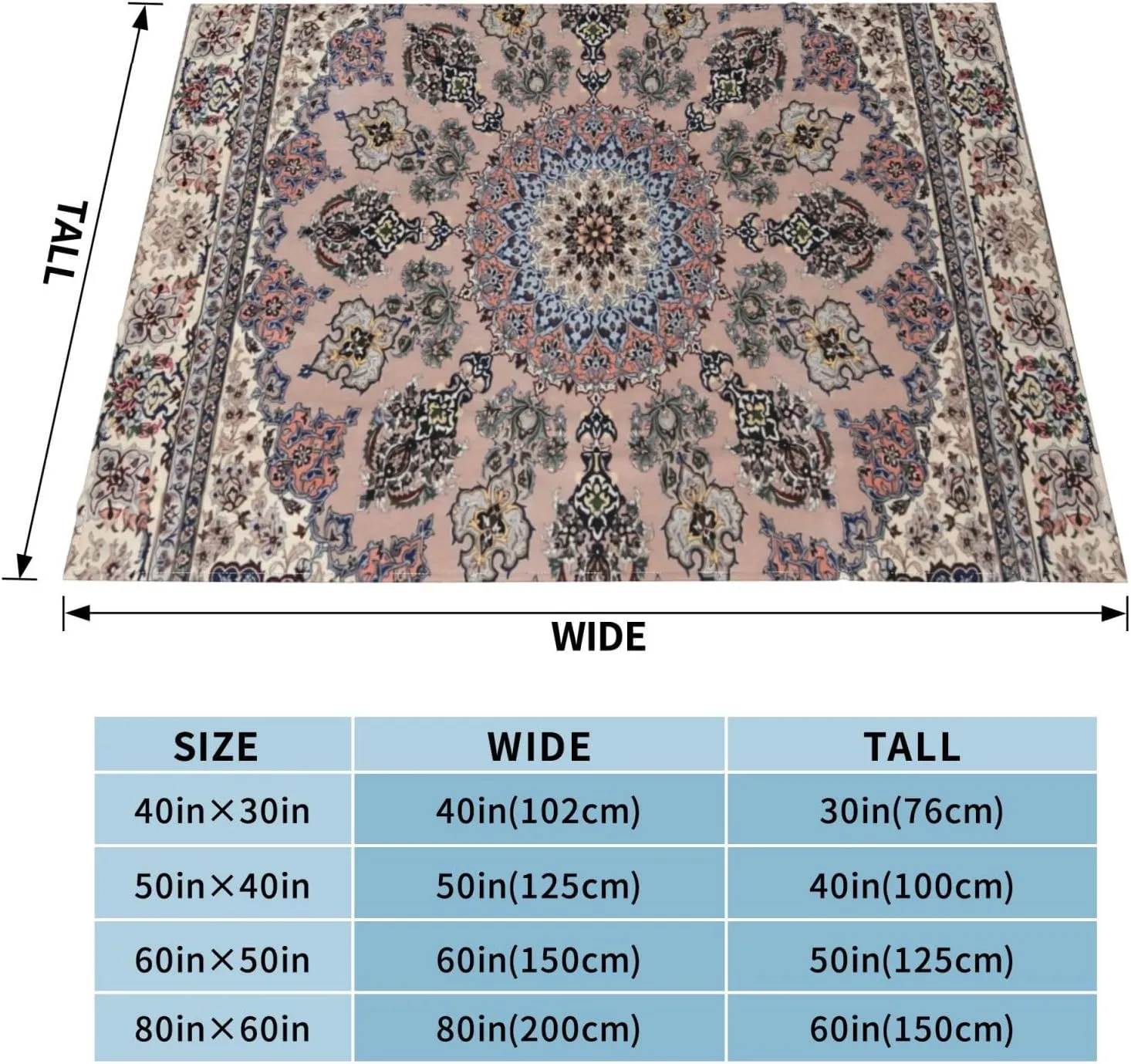 Antique Persian Pattern 1 60"X50" Flannel Blanket - 100% Soft Polyester, Lightweight and Warm, Suitable for Families, Camping, Travel