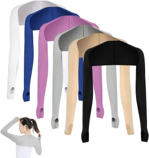 AOUTACC Cooling Shawl Arm Sleeves Sun Protection with Finger Hole Anti-UV, Comfortable Ladies Cooler Shrug Ideal for Women