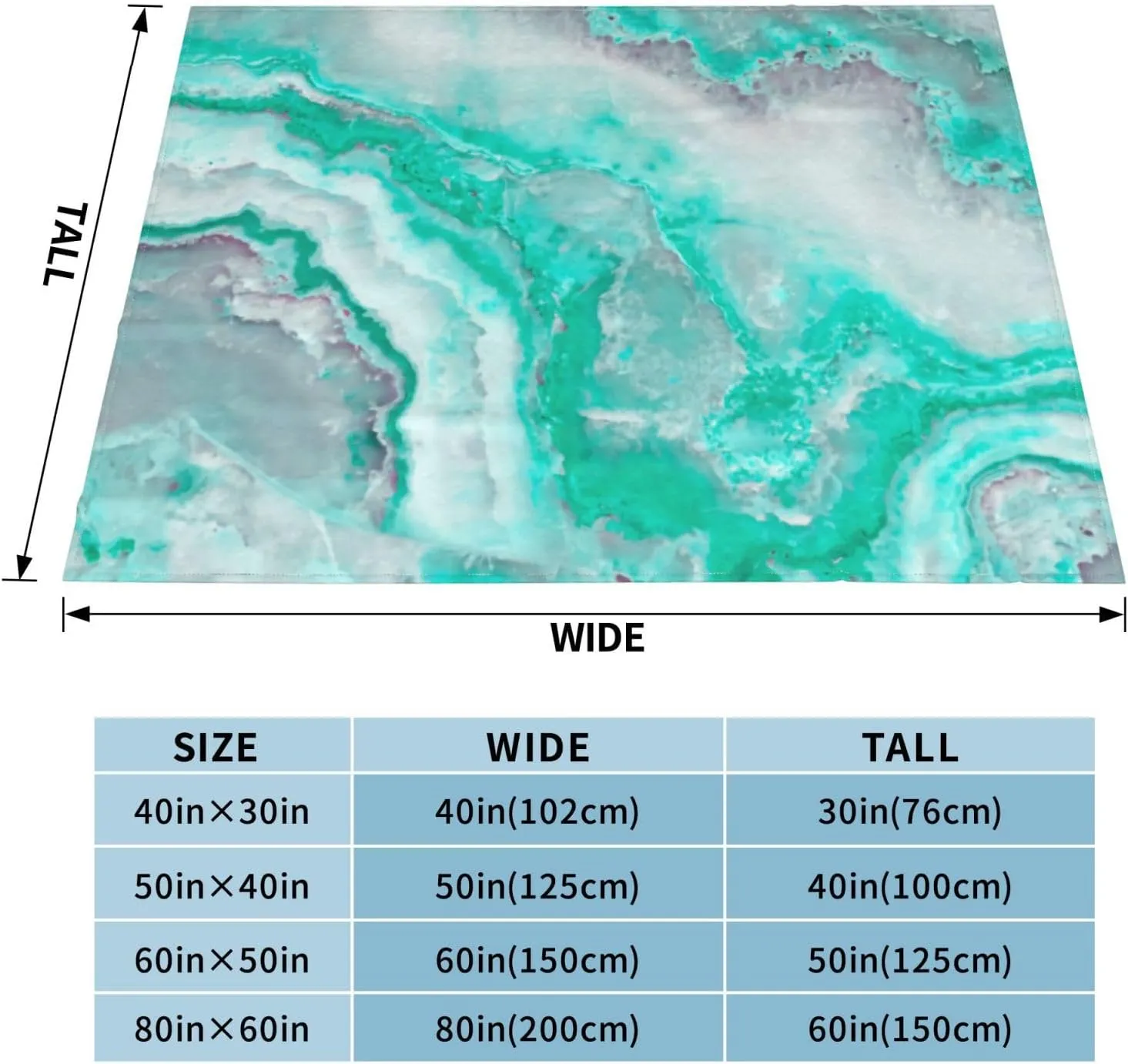 Aqua White Gemstone Agate Mineral Quartz 60"X50" Flannel Blanket - 100% Soft Polyester, Lightweight and Warm, Suitable for Families, Camping, Travel