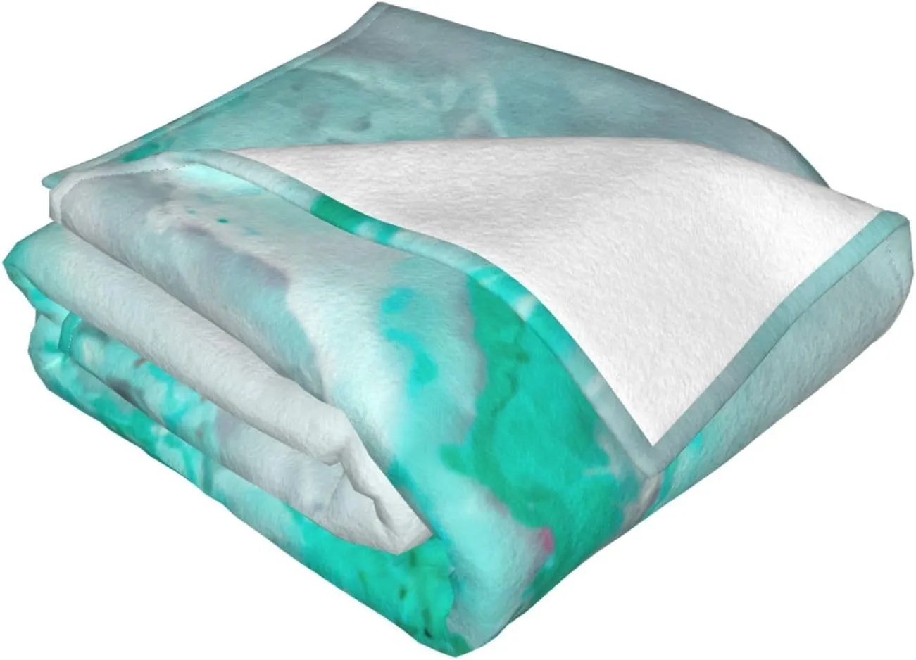 Aqua White Gemstone Agate Mineral Quartz 60"X50" Flannel Blanket - 100% Soft Polyester, Lightweight and Warm, Suitable for Families, Camping, Travel