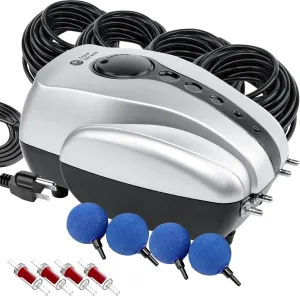 AquaMiracle Koi Pond Aerator for Pond up to 1000 & 2000 Gallons, All-in-One Pond Air Pump Aeration Kit with Air Stones Airline Tubing Check Valves