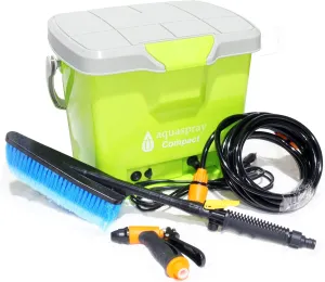 AquaSpray Compact 12V Portable Pressure Washer Cleaner Kit with Built-in Water Pump, 5.2 Gallon Tank, 22-Foot Hose, Spray Gun & Brush, Ideal for Car, RV, and Outdoor Cleaning