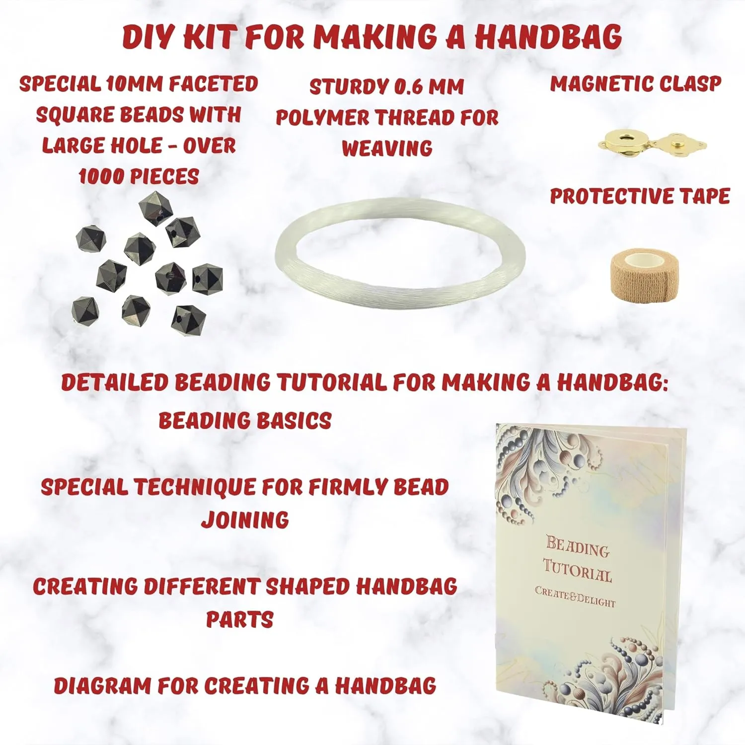 Arts and Crafts for Adults: Craft Supplies for Making Beaded Handbags. DIY Kits for Adults - Hobbies for Women, Teen Gifts. Bead Kit Art Supplies. Step-by-Step Video Tutorial. Black
