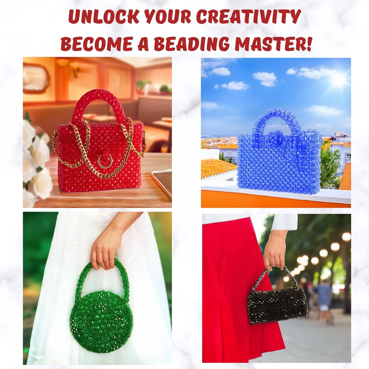 Arts and Crafts for Adults: Craft Supplies for Making Beaded Handbags. DIY Kits for Adults - Hobbies for Women, Teen Gifts. Bead Kit Art Supplies. Step-by-Step Video Tutorial. Black