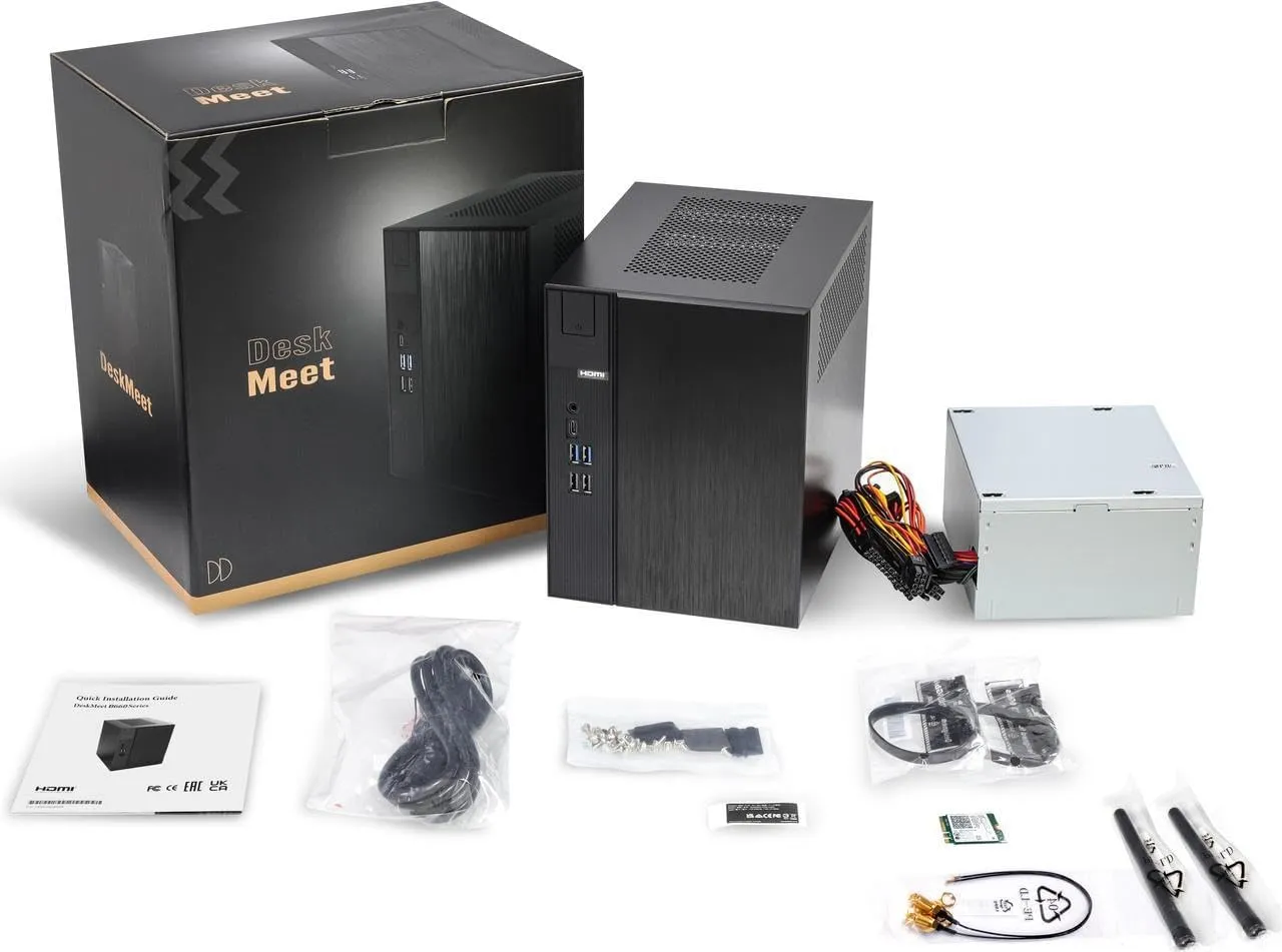 ASRock DeskMeet B660 Mini PC Barebone Kit – Intel B660, Supports 14th/13th/12th Gen Intel Core CPUs, DDR4 128GB, PCIe 4.0, Dual M.2, 500W PSU, USB-C, HDMI/DP/D-Sub (No CPU/RAM/Storage)