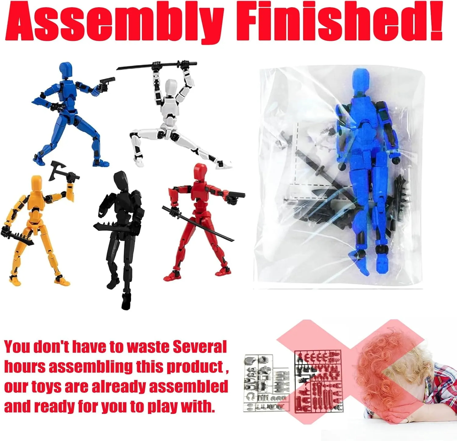 (Assembly Completed)-Titan 13 Action Figure,Lucky Robot 13 Action Figure Set,Nova 13 Action Figures,3D Printed Multi-Jointed Movable Robot Figure,Multiple Accessories (Assembly Completed,5pcs)