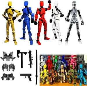 (Assembly Completed)-Titan 13 Action Figure,Lucky Robot 13 Action Figure Set,Nova 13 Action Figures,3D Printed Multi-Jointed Movable Robot Figure,Multiple Accessories (Assembly Completed,5pcs)