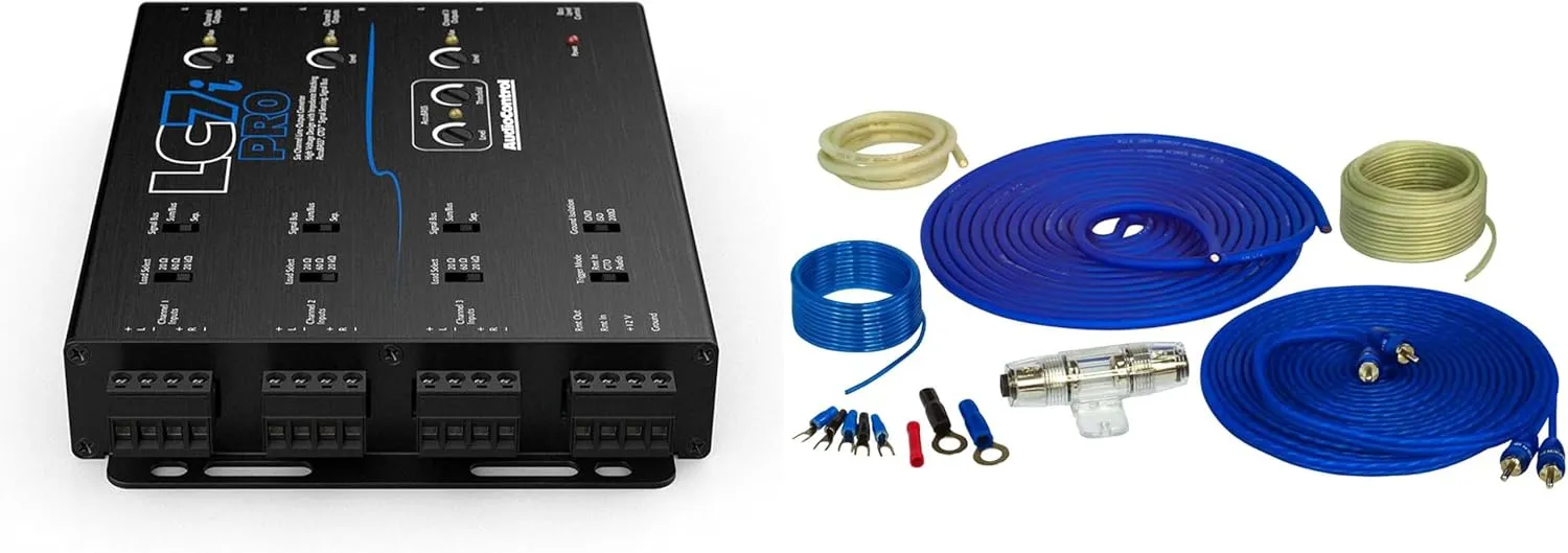AudioControl LC7iPRO 6 Channel Line Out Converter with Accubass with 8GA OFC Pure Copper Wiring Kit