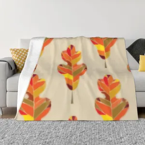 Autumn Leaves in Fall Colors Graphic Motif 60"X50" Flannel Blanket - 100% Soft Polyester, Lightweight and Warm, Suitable for Families, Camping, Travel
