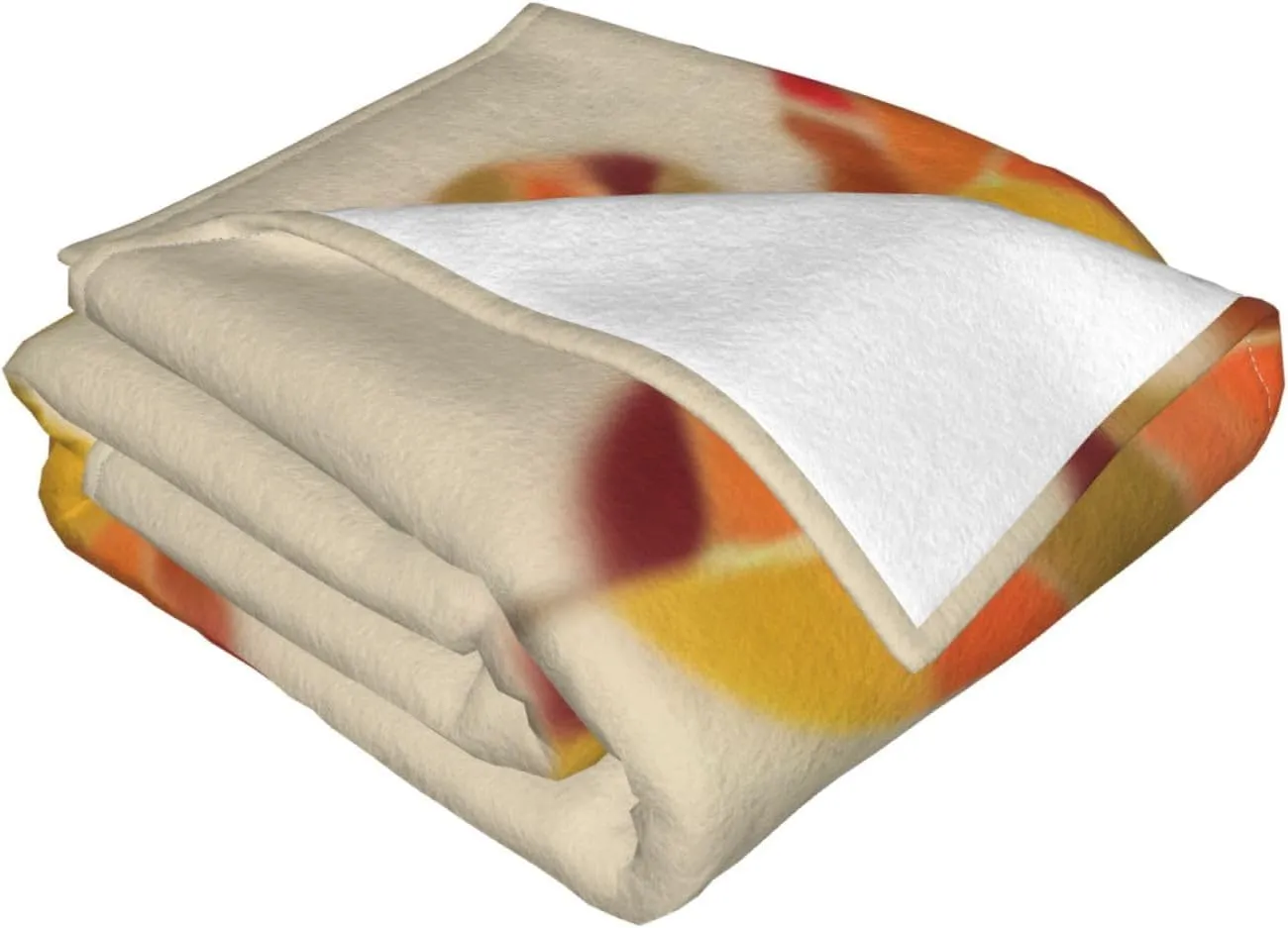 Autumn Leaves in Fall Colors Graphic Motif 60"X50" Flannel Blanket - 100% Soft Polyester, Lightweight and Warm, Suitable for Families, Camping, Travel