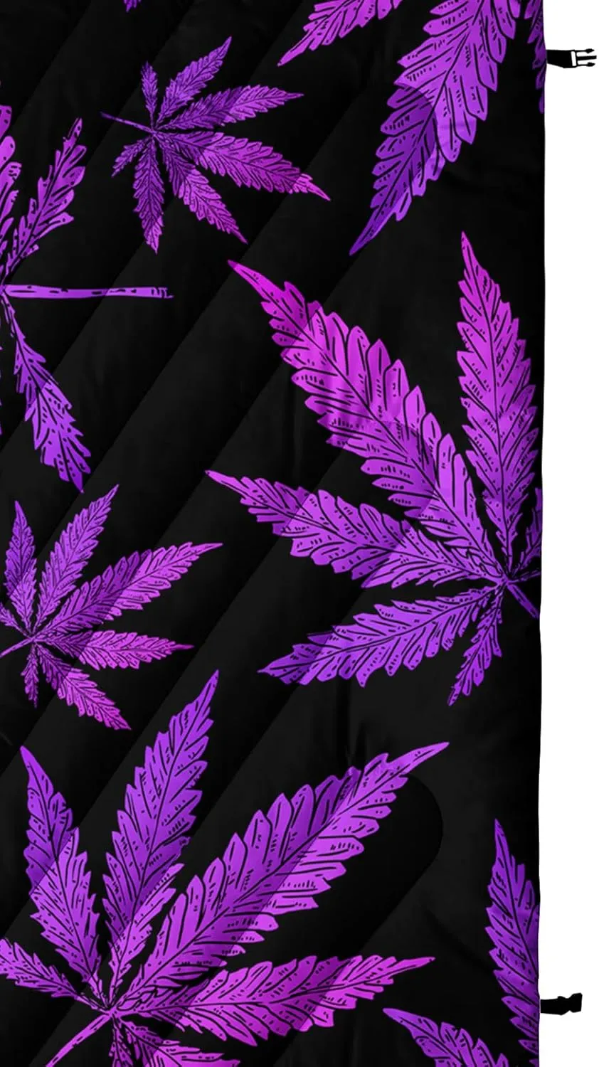 Axolotl Purple Black Leaves Puffy Camping Blanket,Floral Botanical Packable Outdoor Blanket,Needle Leaf Lightweight Waterproof Camping Blanket,Waterproof Backpacking for Camping,Sleeping,Hiking,Picnic
