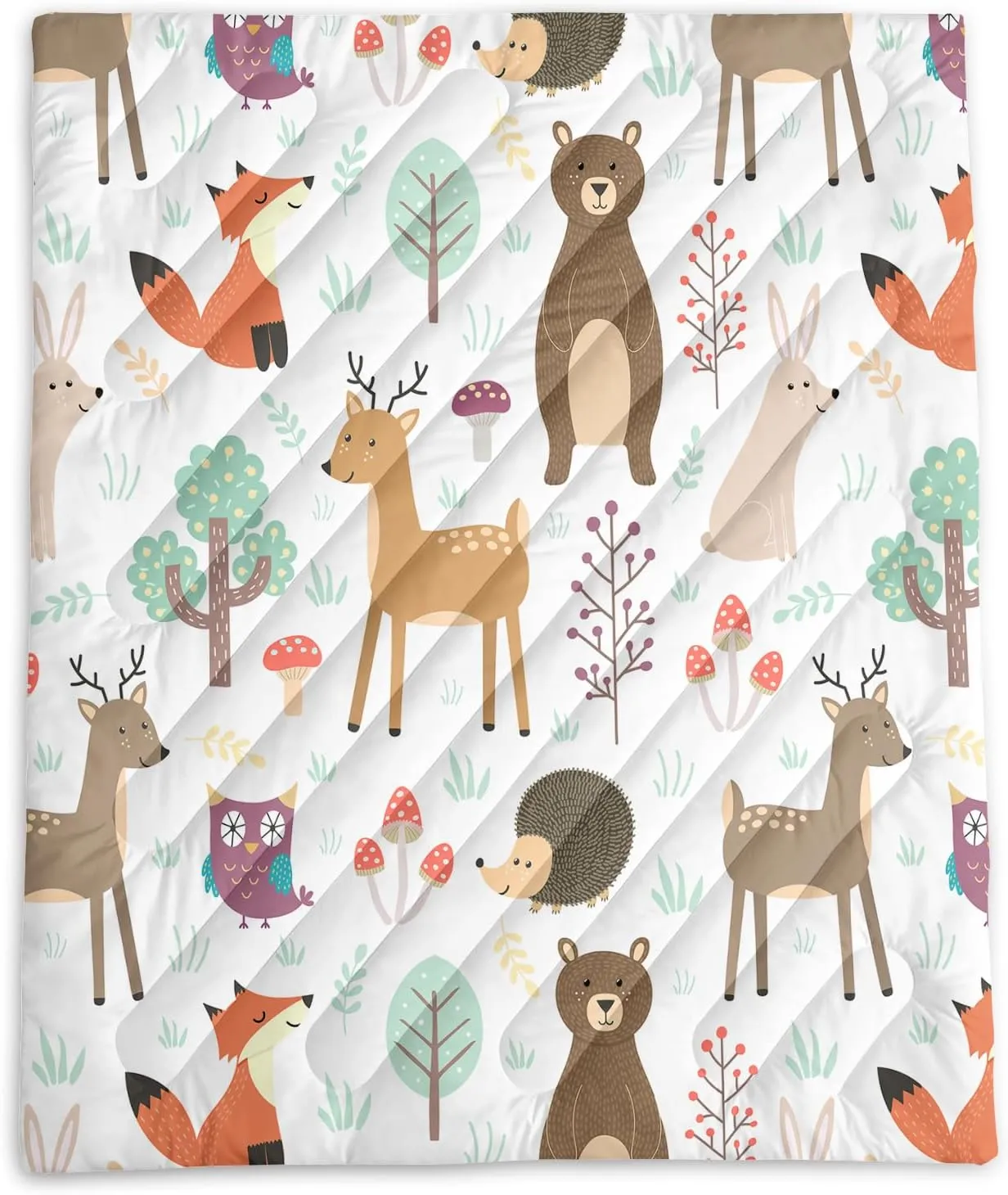 Axolotl Wild Animal Theme Printed Camping Blanket,Deer Bear Fox Waterproof Blanket,Mushroom Botanical Packable Outdoor Blanket,Woodland Hedgehog Owl Backpacking Quilt for Camping,Hiking,Stadium,Picnic