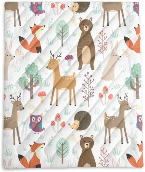Axolotl Wild Animal Theme Printed Camping Blanket,Deer Bear Fox Waterproof Blanket,Mushroom Botanical Packable Outdoor Blanket,Woodland Hedgehog Owl Backpacking Quilt for Camping,Hiking,Stadium,Picnic