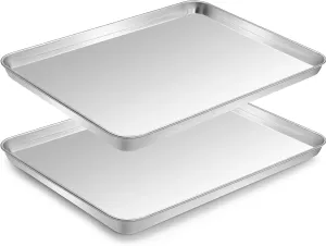 Baking Sheet Cookie Pans Set Stainless Steel Pan Cookie Sheets for Baking Bakeware Sets 3PCS Non Stick Roasting Pan Baking Supplies for Bacon Pizza Size 15.9 × 12 × 1 Inch
