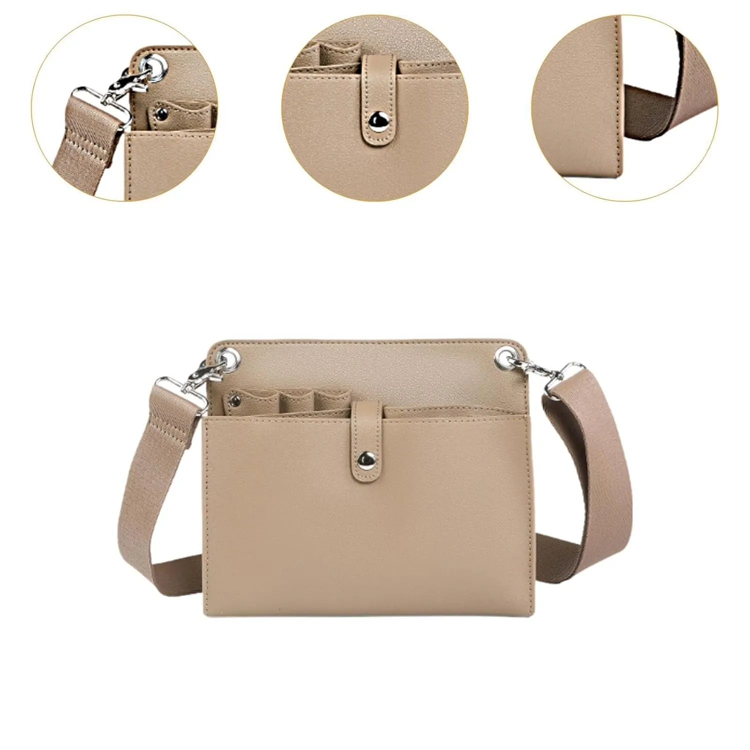 Barber Hair Scissor Shears Bag Haircut Scissor Case PU Leather Adjustable Shoulder Strap for Barber Hair Stylist Groomers, Coffee