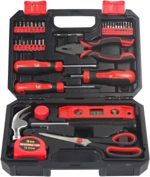 Basic Home Red Tool Kit - 38 Pieces Tool Set with Portable Storage Boxes for Daily Repairing and Maintenance, Home DIY Tool Kit Set for Office & Garage