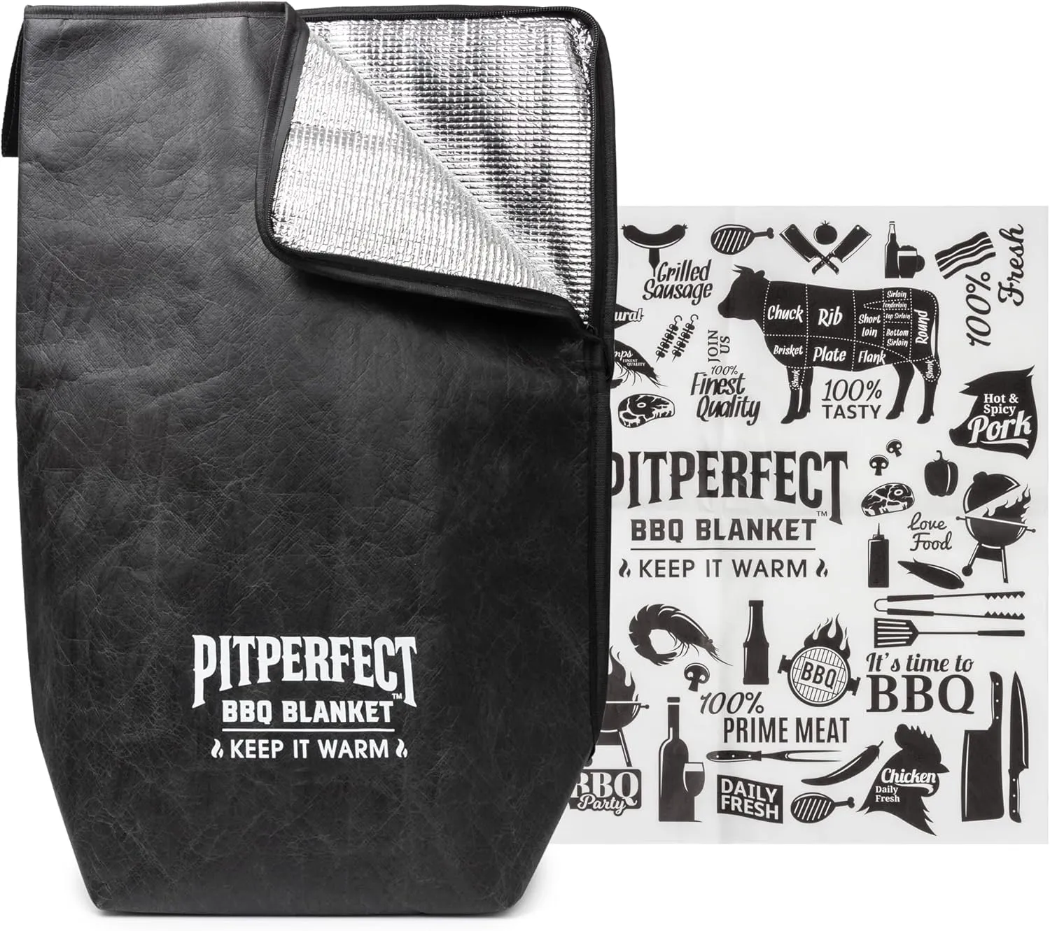 BBQ Blanket for Resting Meat - 21" Multi-Layer Insulated Barbeque Rest Bag with 25 Sheets of Food-Grade Butcher Paper - Leakproof Stitchless Barbecue Wrap for Brisket, Pulled Pork, Turkey, Chicken