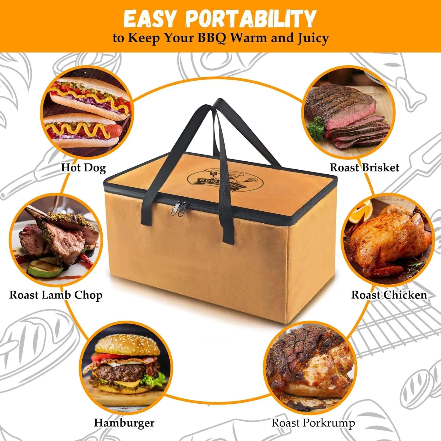 BBQ Blanket for Resting Meat | Fathers Day Grilling Gifts | Anniversary Birthday Grilling Smoker Accessories Gift for Men | Meat Blanket with Wide Mouth for Large Brisket/Pork Shoulders/Turkeys (17in)