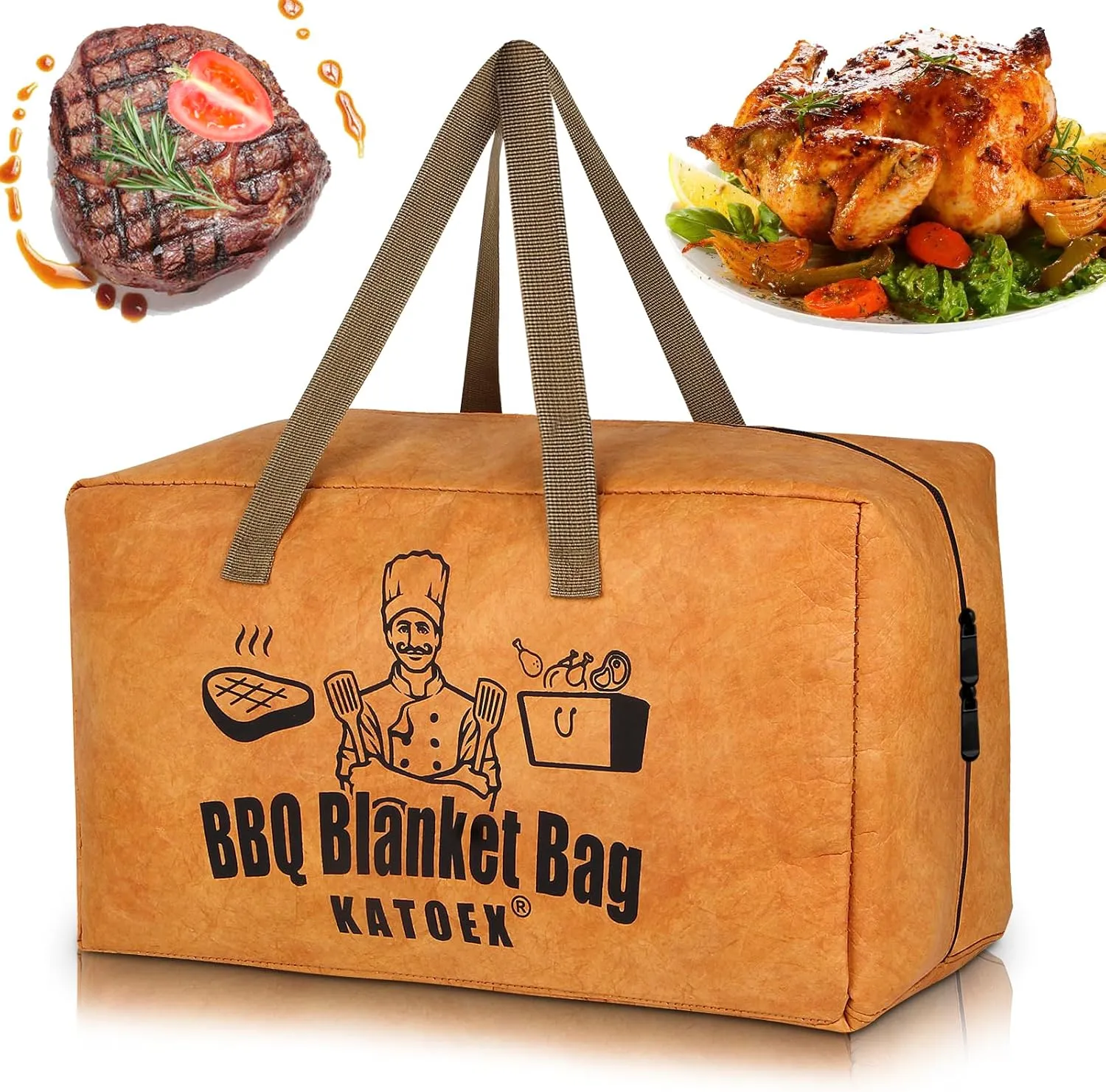 BBQ Blanket for Resting Meat, Insulated Brisket Resting Blanket for Smoking, Reusable BBQ Blanket Bag with Handle Strap & Wide Mouth for Large Briskets/Pork Shoulders/Turkeys/Picnic BBQ Party (18in)