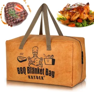 BBQ Blanket for Resting Meat, Insulated Brisket Resting Blanket for Smoking, Reusable BBQ Blanket Bag with Handle Strap & Wide Mouth for Large Briskets/Pork Shoulders/Turkeys/Picnic BBQ Party (18in)