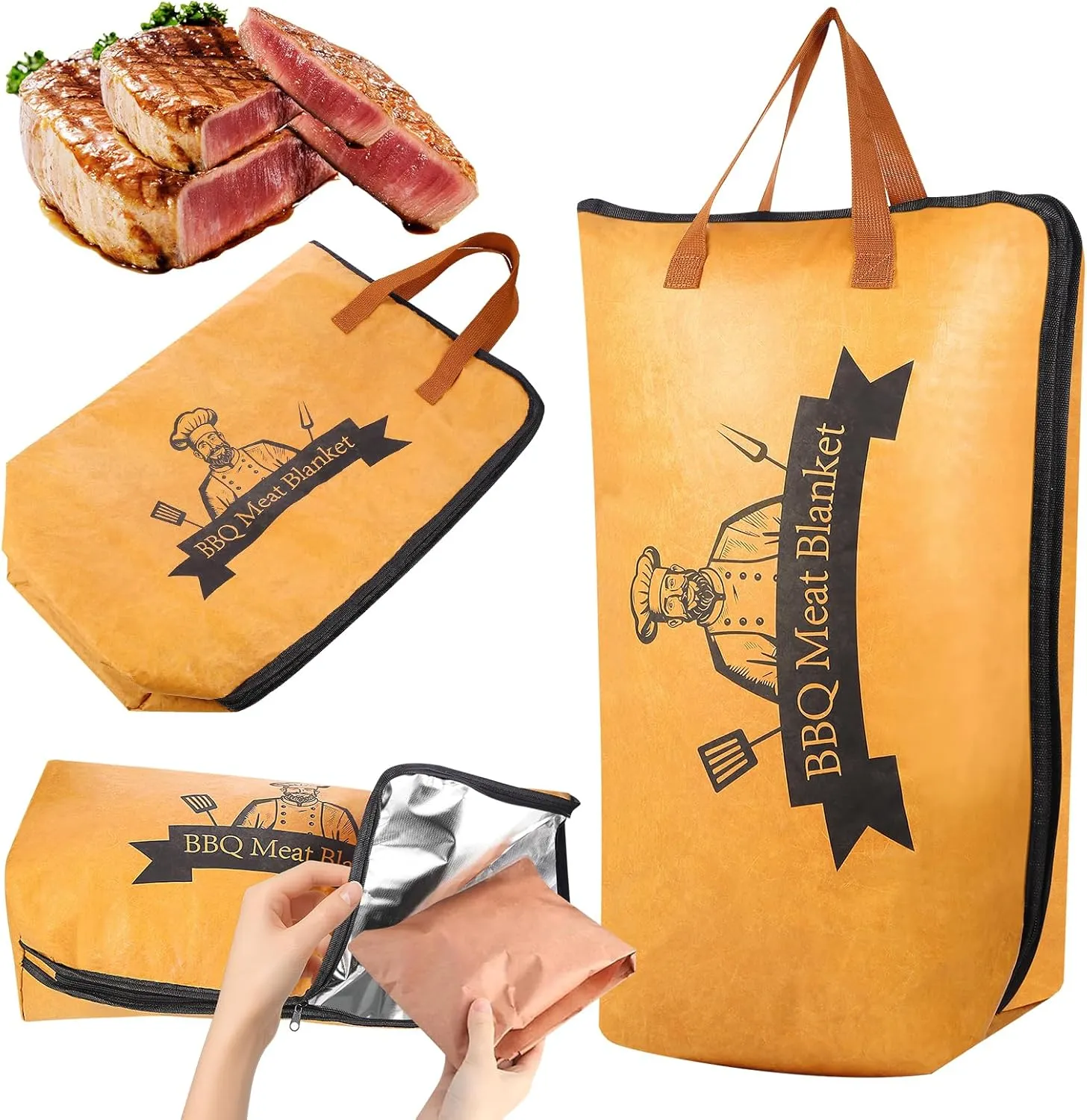 BBQ Blanket for Resting Meat, Meat Resting Blanket for Grilling Accessories, Reusable Smoker Grilling Meat Insulated Resting Bag, BBQ Accessories for Large Brisket/Beef/Turkey, Gifts for Men