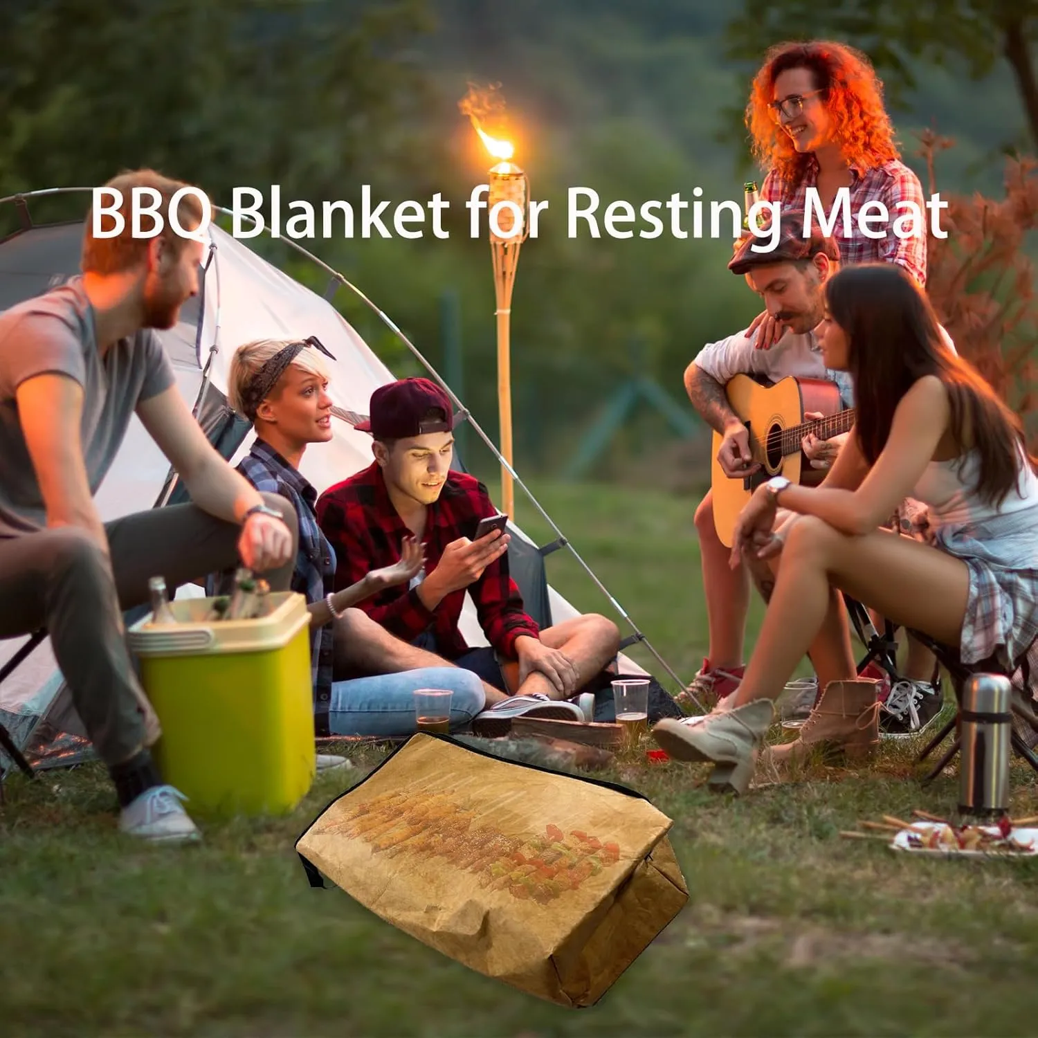 BBQ Blanket for Resting Meat, Outdoor Meat Resting Blanket, Reusable Large Capacity Meat Insulated Resting Bag Zipper (2)
