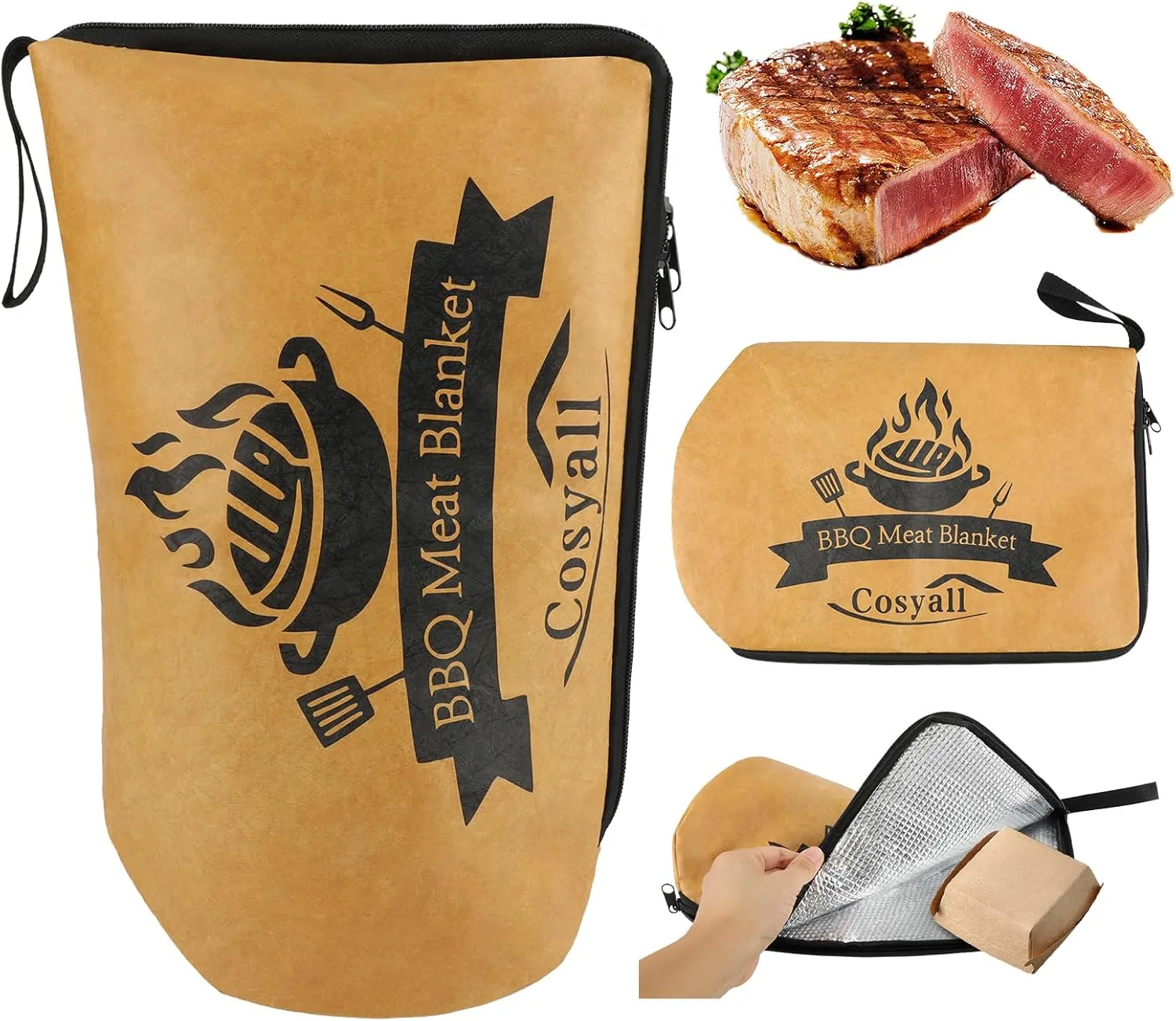 BBQ Blanket for Resting Meat,Smoker Meat Resting Blanket,Reusable Smoker Grilling Meat Insulated Resting Bag with Wide Mouth for Large Brisket/Beef/Pork Shoulders/Turkeys,Gifts for Men (18in)