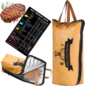 BBQ Blanket for Resting Meat，Smoker Meat Resting Blanket，Reusable Smoker Grilling Meat with Handle Strap & Wide Mouth for Large Briskets/Pork Shoulders/Turkeys/Picnic BBQ Party, Gifts for Men