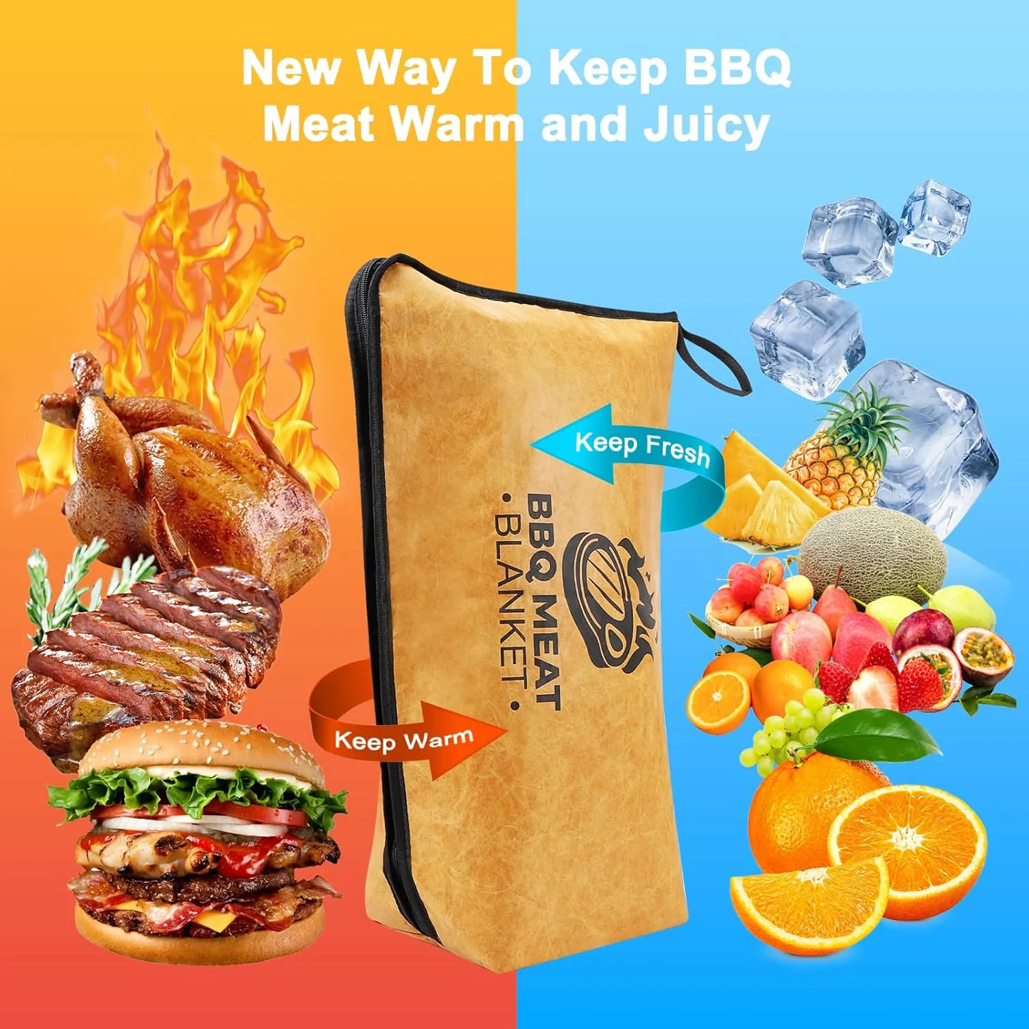 BBQ Blanket – Insulated BBQ&Smoker Accessories for Smoking & Grilling, Reusable Barbecue Meat Resting Bag with Wide Mouth for Brisket, Beef, Pork Shoulders, Steaks & More