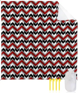 Beach Blanket Sandproof, Abstract Black Red Herringbone Pattern Waterproof Beach Mat Lightweight Quick Drying Picnic Blanket Beach Essentials for Travel Camping Hiking 108x84in