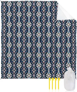 Beach Blanket Sandproof, Abstract Geometric Lines Texture Waterproof Beach Mat Lightweight Quick Drying Picnic Blanket Beach Essentials for Travel Camping Hiking 118x108in