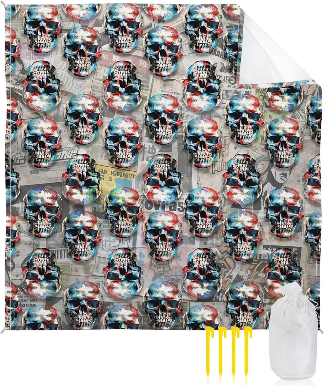 Beach Blanket Sandproof, Abstract Mottle Pentagram Perforated Head Waterproof Beach Mat Lightweight Quick Drying Picnic Blanket Beach Essentials for Travel Camping Hiking 95x80in