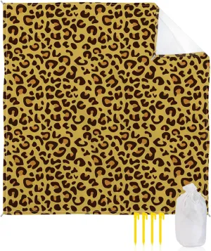 Beach Blanket Sandproof, Animal Skin Texture Yellow Leopard Print Waterproof Beach Mat Lightweight Quick Drying Picnic Blanket Beach Essentials for Travel Camping Hiking 108x84in
