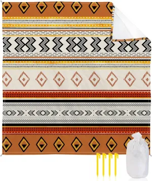 Beach Blanket Sandproof, Bohemia Abstract Stripe Waterproof Beach Mat Lightweight Quick Drying Picnic Blanket Beach Essentials for Travel Camping Hiking 118x108in