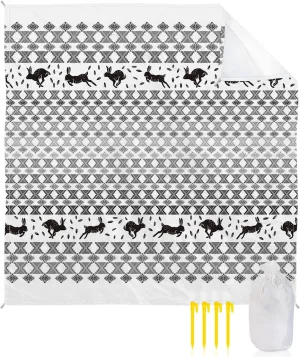 Beach Blanket Sandproof, Bohemian Rabbit Abstract Boho Waterproof Beach Mat Lightweight Quick Drying Picnic Blanket Beach Essentials for Travel Camping Hiking 118x108in