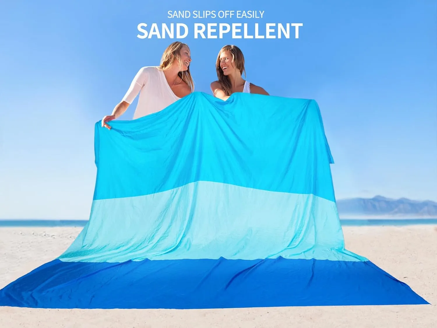 Beach Blanket Sandproof Extra Large Beach Mat Adults Waterproof Quick Drying Sand Free Mat Made by Premium Polyester with 4 Stakes & 4 Corner Pockets for Outdoor Travel Camping Hiking