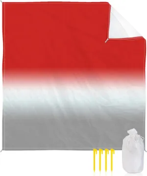 Beach Blanket Sandproof, Gradient Red White and Gray Waterproof Beach Mat Lightweight Quick Drying Picnic Blanket Beach Essentials for Travel Camping Hiking 118x108in