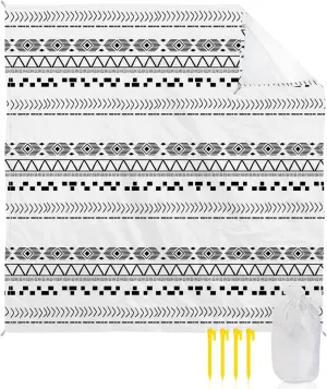 Beach Blanket Sandproof, MId Century Retro Lines Hand Drawn Waterproof Beach Mat Lightweight Quick Drying Picnic Blanket Beach Essentials for Travel Camping Hiking 83x79in