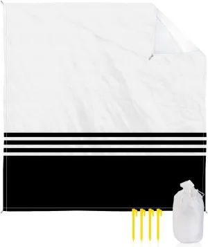 Beach Blanket Sandproof, Modern Art Black White Simple Striped Farmhouse Waterproof Beach Mat Lightweight Quick Drying Picnic Blanket Beach Essentials for Travel Camping Hiking 108x84in