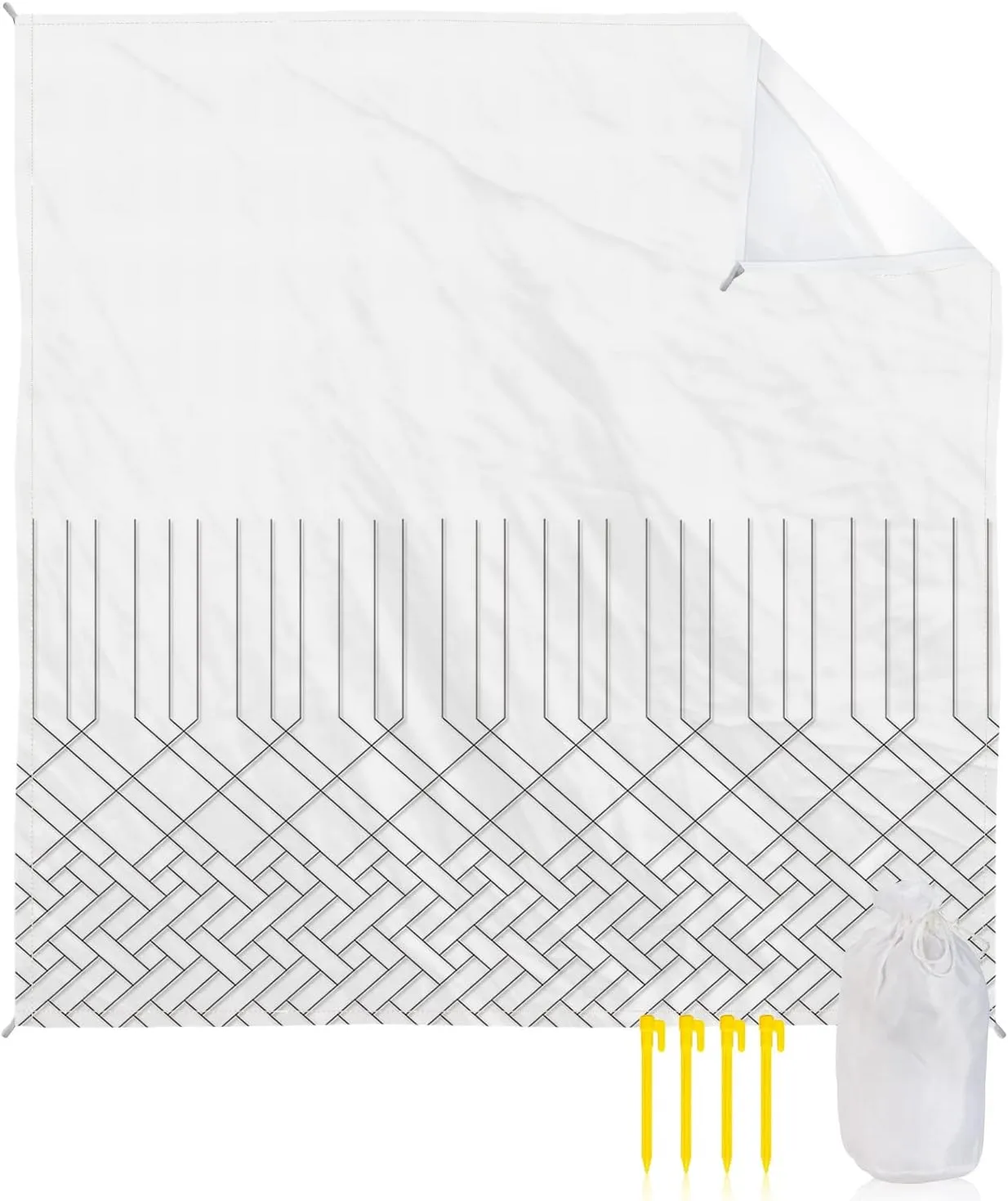 Beach Blanket Sandproof, Simple Abstract Geometric Lines Waterproof Beach Mat Lightweight Quick Drying Picnic Blanket Beach Essentials for Travel Camping Hiking 118x108in