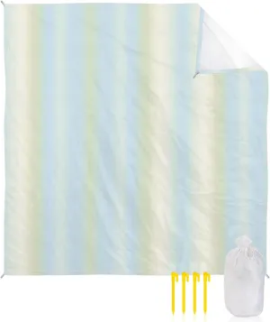 Beach Blanket Sandproof, Simple Gradient Lines Abstract Art Waterproof Beach Mat Lightweight Quick Drying Picnic Blanket Beach Essentials for Travel Camping Hiking 83x79in