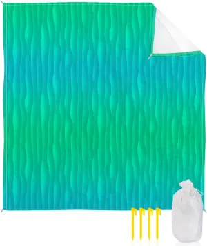 Beach Blanket Sandproof, Simple Green Gradient Abstract Waterproof Beach Mat Lightweight Quick Drying Picnic Blanket Beach Essentials for Travel Camping Hiking 95x80in