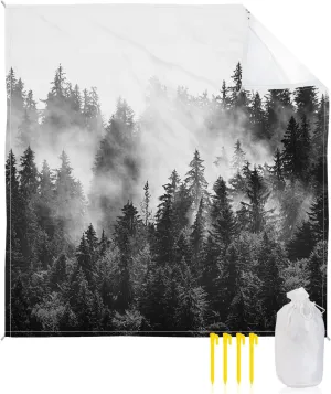 Beach Blanket Sandproof, Summer Photography Black and White Forest Waterproof Beach Mat Lightweight Quick Drying Picnic Blanket Beach Essentials for Travel Camping Hiking 95x80in