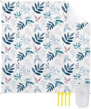 Beach Blanket Sandproof, Watecolour Plants Pattern Waterproof Beach Mat Lightweight Quick Drying Picnic Blanket Beach Essentials for Travel Camping Hiking 118x108in